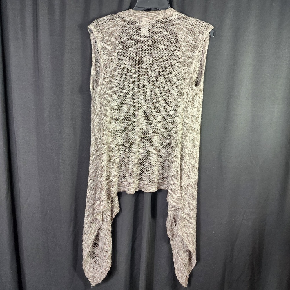 Womens Open Knit Draped Waterfall Vest Brown Marled M Boho Hippie Bohemian - Picture 5 of 6